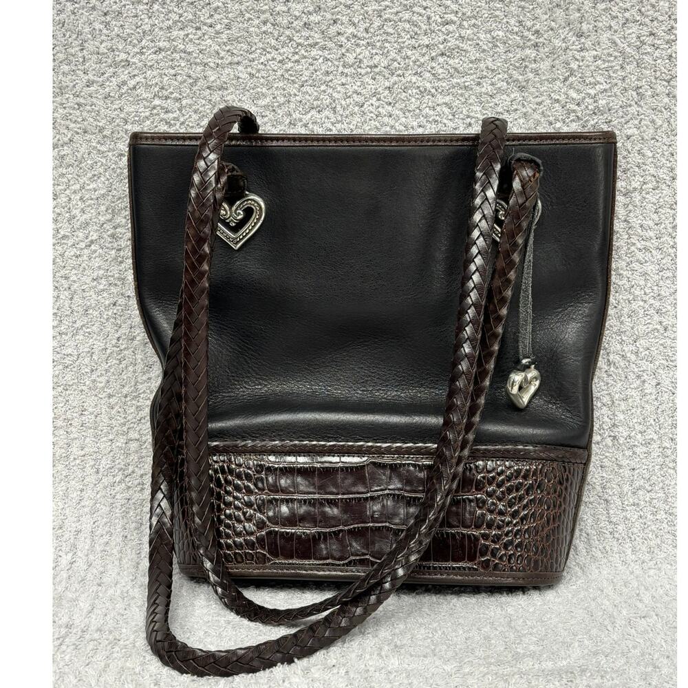 Brighton Black Leather Shoulder Bag Purse #76962
